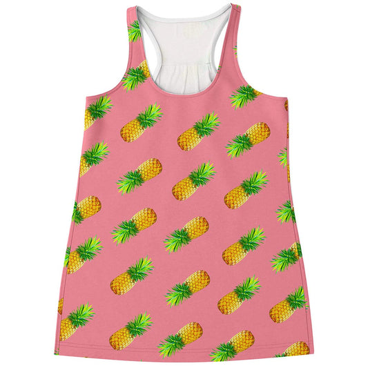 Pink Pineapple Pattern Print Women's Racerback Tank Top
