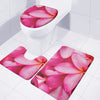 Pink Plumeria Flower Print 3 Piece Bath Mat Set