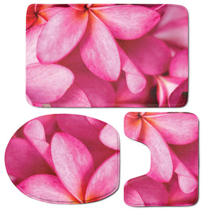 Pink Plumeria Flower Print 3 Piece Bath Mat Set