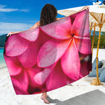 Pink Plumeria Flower Print Beach Sarong Wrap