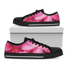 Pink Plumeria Flower Print Black Low Top Shoes