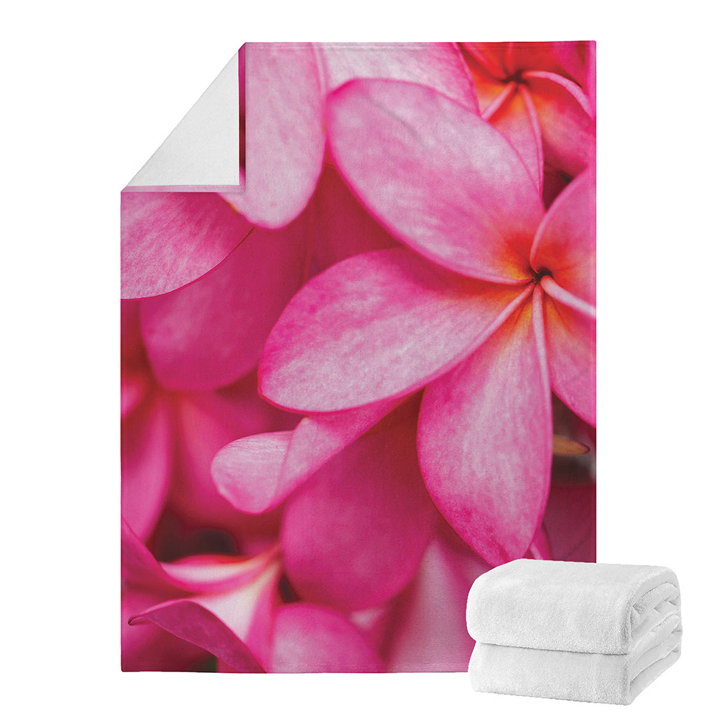 Pink Plumeria Flower Print Blanket