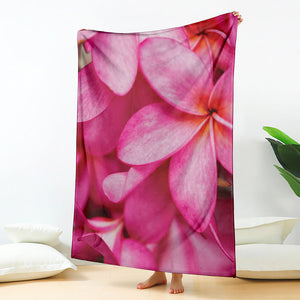 Pink Plumeria Flower Print Blanket