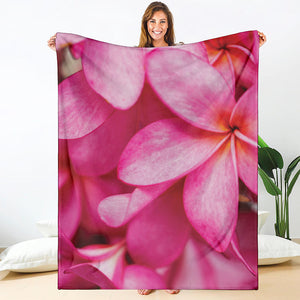 Pink Plumeria Flower Print Blanket