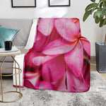 Pink Plumeria Flower Print Blanket