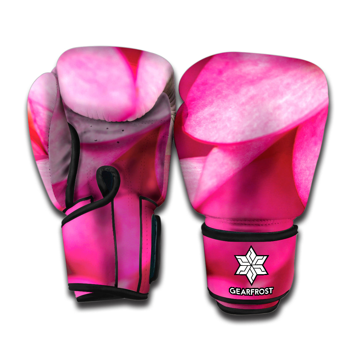 Pink Plumeria Flower Print Boxing Gloves