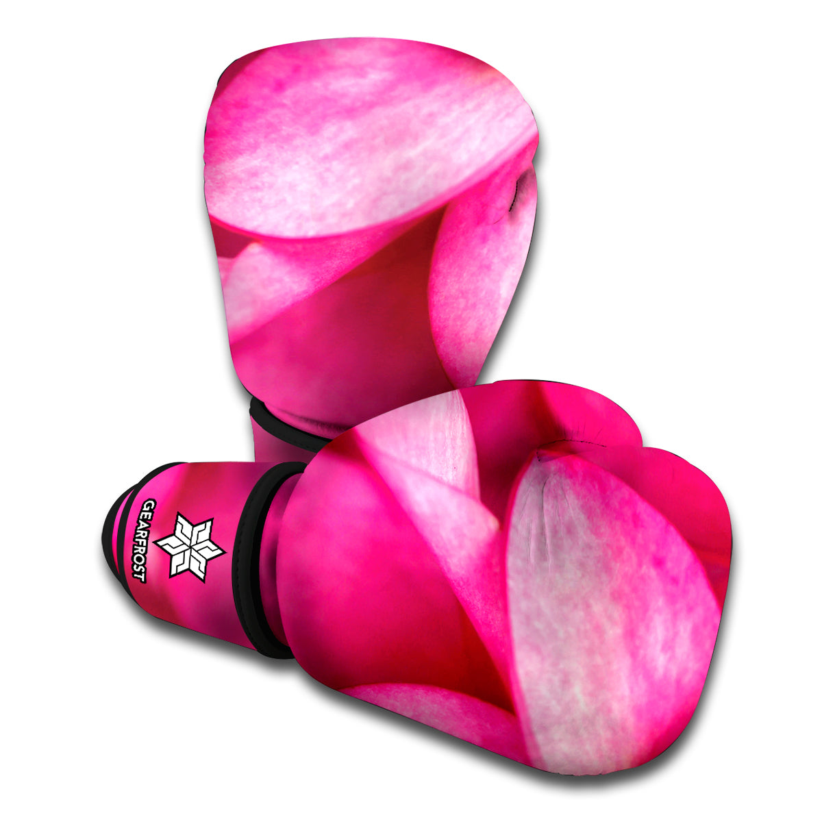 Pink Plumeria Flower Print Boxing Gloves