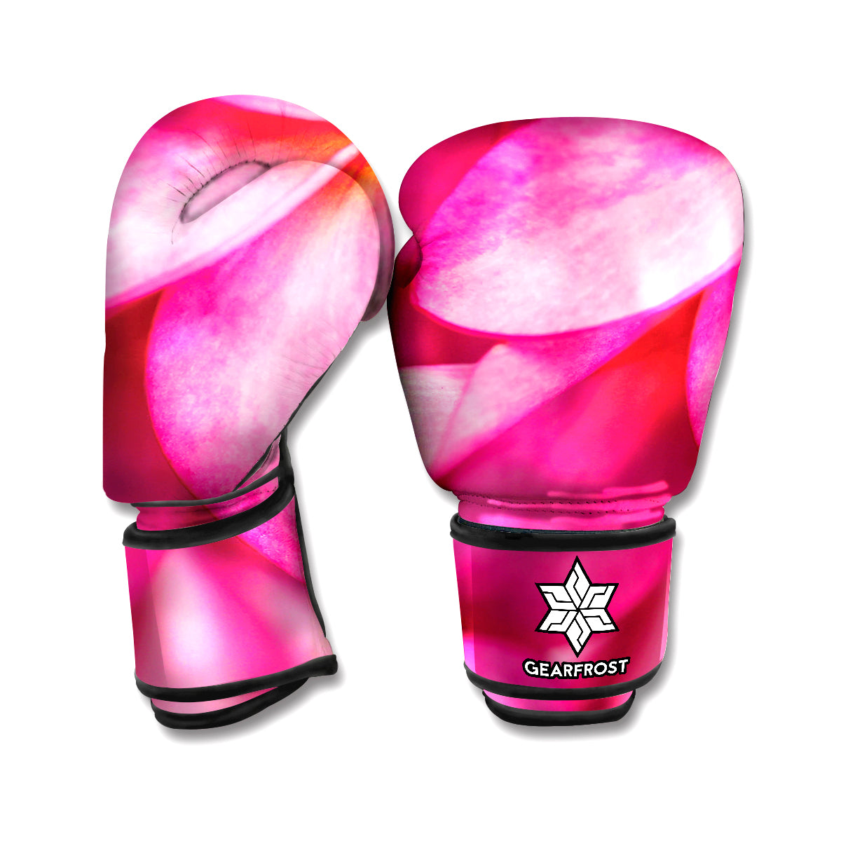 Pink Plumeria Flower Print Boxing Gloves