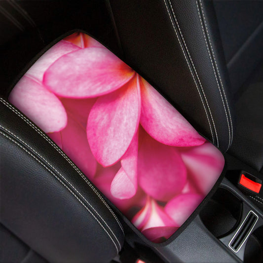 Pink Plumeria Flower Print Car Center Console Cover