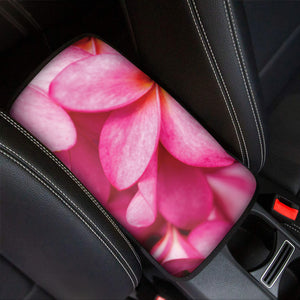 Pink Plumeria Flower Print Car Center Console Cover