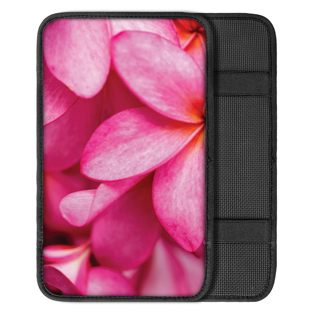 Pink Plumeria Flower Print Car Center Console Cover