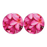 Pink Plumeria Flower Print Car Coasters