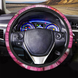 Pink Plumeria Flower Print Car Steering Wheel Cover