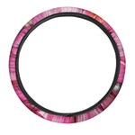 Pink Plumeria Flower Print Car Steering Wheel Cover