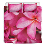 Pink Plumeria Flower Print Duvet Cover Bedding Set
