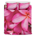 Pink Plumeria Flower Print Duvet Cover Bedding Set
