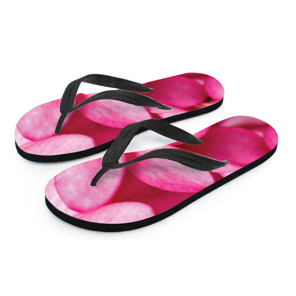 Pink Plumeria Flower Print Flip Flops