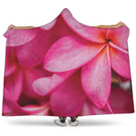 Pink Plumeria Flower Print Hooded Blanket