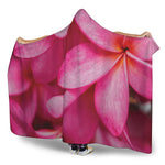 Pink Plumeria Flower Print Hooded Blanket