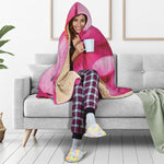 Pink Plumeria Flower Print Hooded Blanket