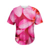 Pink Plumeria Flower Print Men's Baseball Jersey