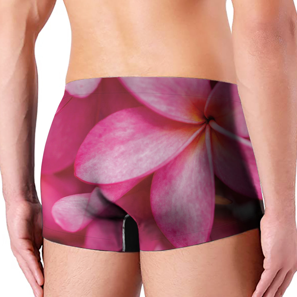 Pink Plumeria Flower Print Men's Boxer Briefs