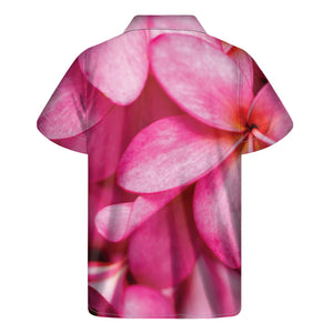 Pink Plumeria Flower Print Men's Short Sleeve Shirt