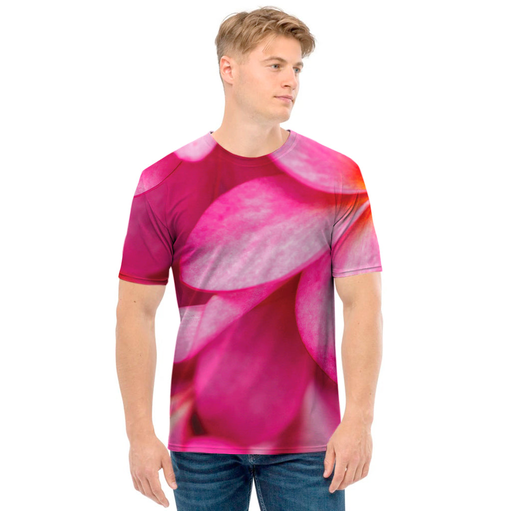 Pink Plumeria Flower Print Men's T-Shirt