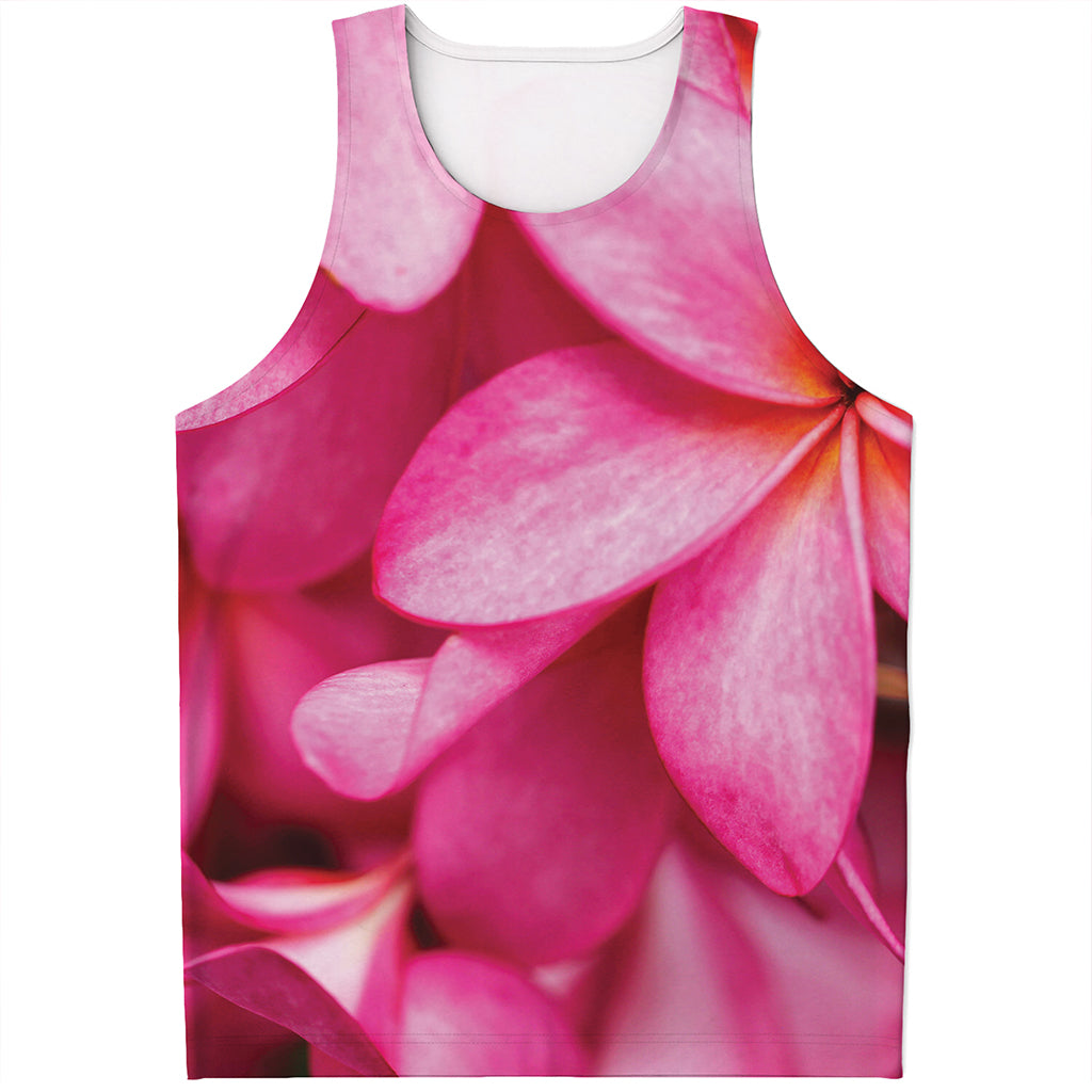 Pink Plumeria Flower Print Men's Tank Top