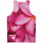 Pink Plumeria Flower Print Men's Tank Top