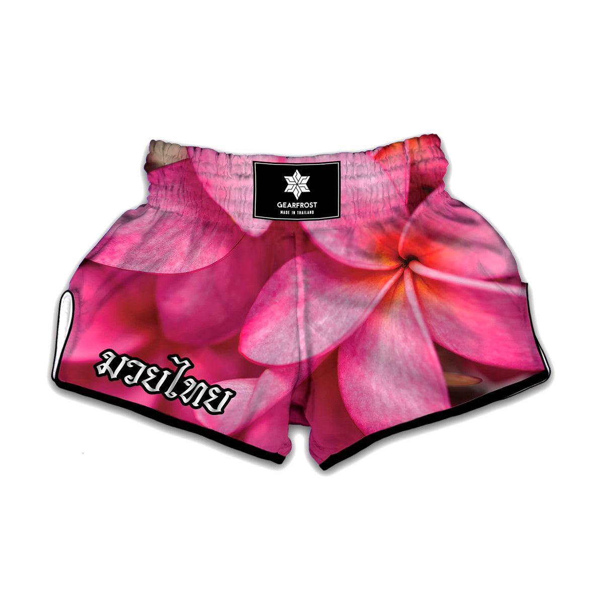 Pink Plumeria Flower Print Muay Thai Boxing Shorts