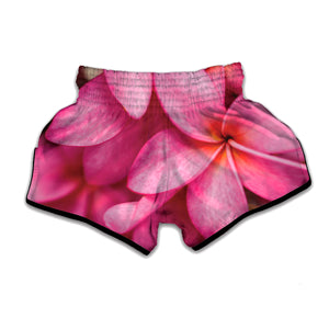 Pink Plumeria Flower Print Muay Thai Boxing Shorts