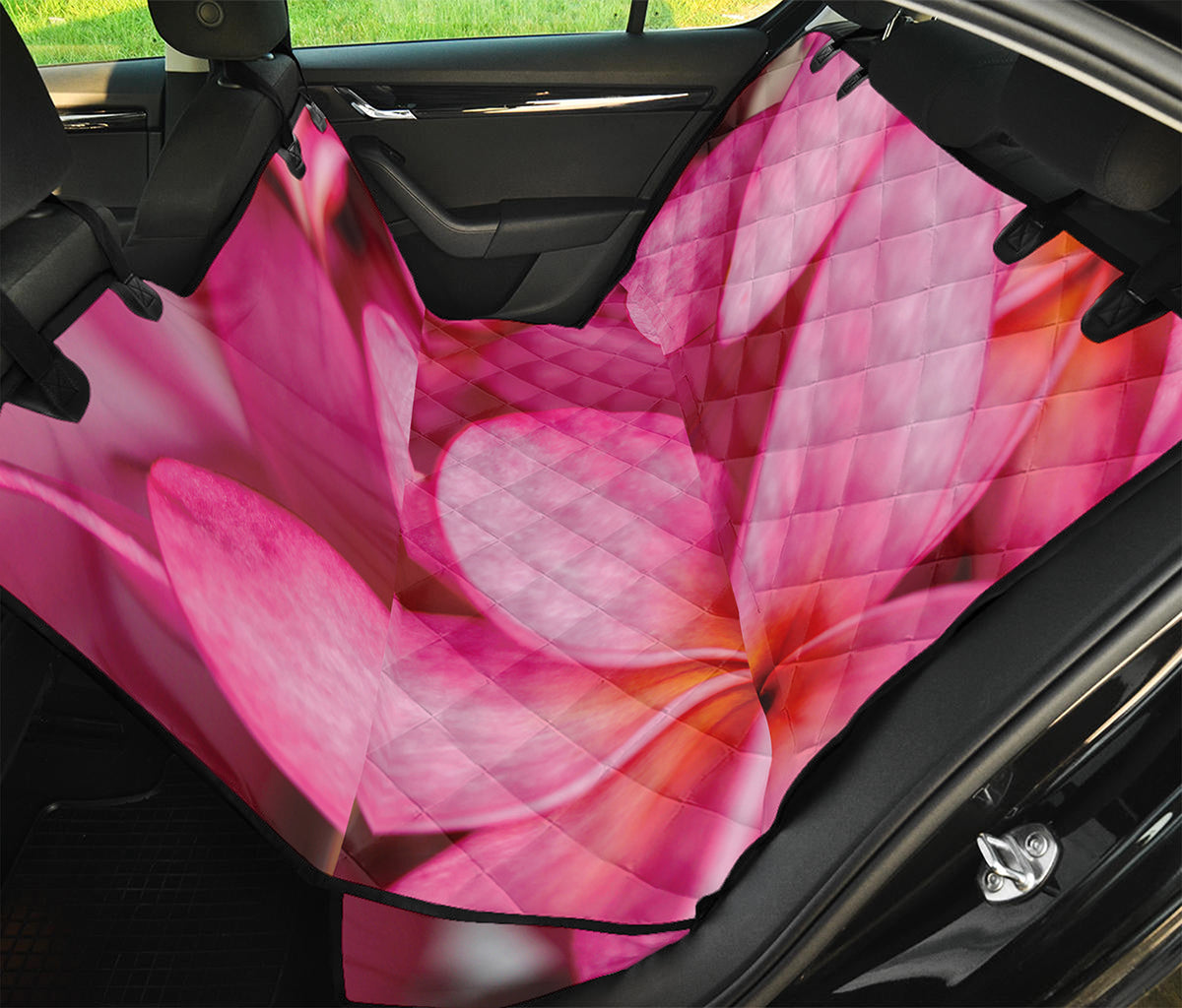 Pink Plumeria Flower Print Pet Car Back Seat Cover