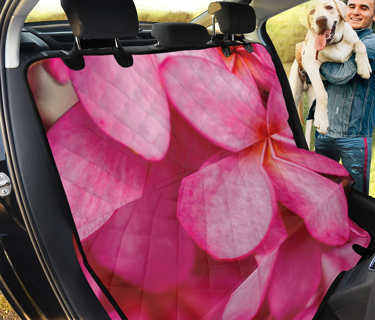 Pink Plumeria Flower Print Pet Car Back Seat Cover