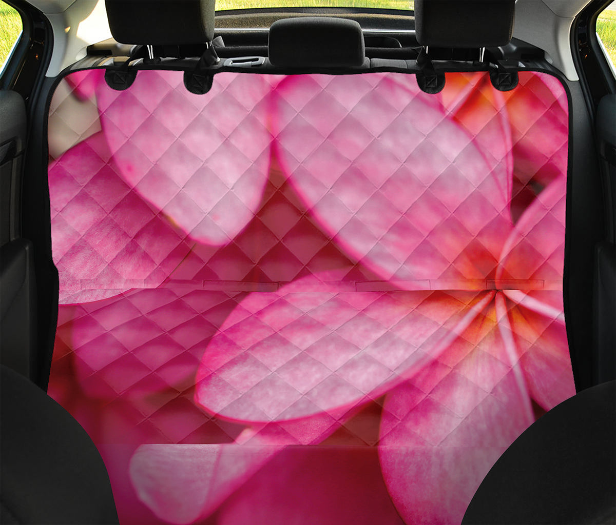 Pink Plumeria Flower Print Pet Car Back Seat Cover