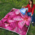 Pink Plumeria Flower Print Quilt