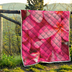 Pink Plumeria Flower Print Quilt