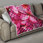 Pink Plumeria Flower Print Quilt