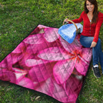 Pink Plumeria Flower Print Quilt