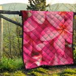 Pink Plumeria Flower Print Quilt