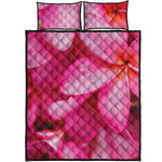 Pink Plumeria Flower Print Quilt Bed Set