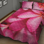 Pink Plumeria Flower Print Quilt Bed Set