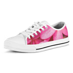 Pink Plumeria Flower Print White Low Top Shoes