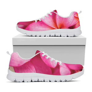 Pink Plumeria Flower Print White Sneakers