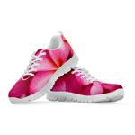 Pink Plumeria Flower Print White Sneakers