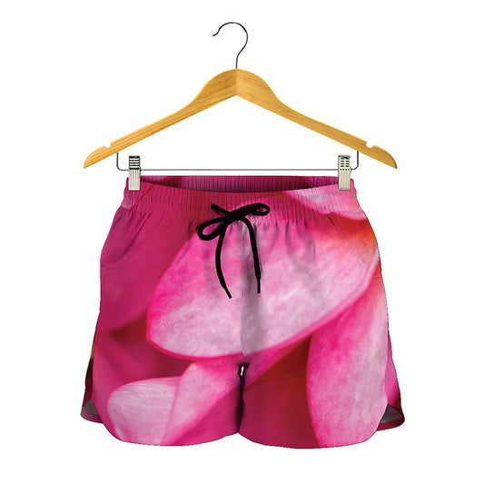 Pink Plumeria Flower Print Women's Shorts
