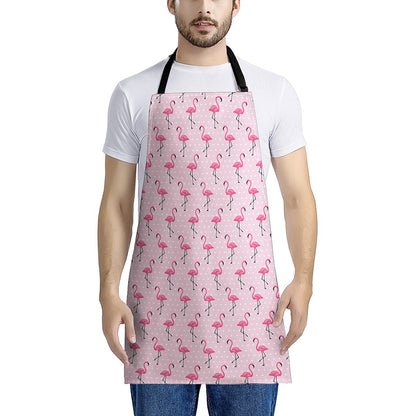 Pink Polka Dot Flamingo Pattern Print Apron
