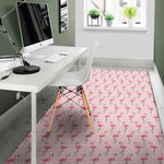 Pink Polka Dot Flamingo Pattern Print Area Rug