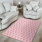 Pink Polka Dot Flamingo Pattern Print Area Rug