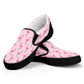 Pink Polka Dot Flamingo Pattern Print Black Slip On Sneakers